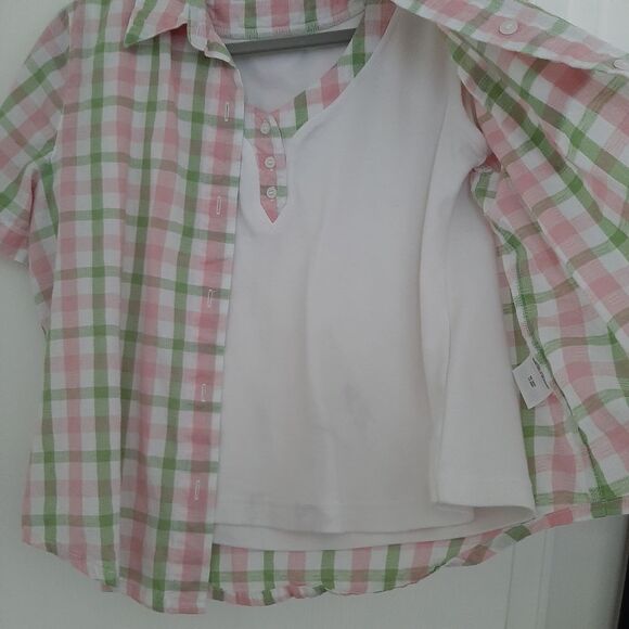 Alfred Dunner Checkers Button Down Shirt size 10P - Picture 2 of 7